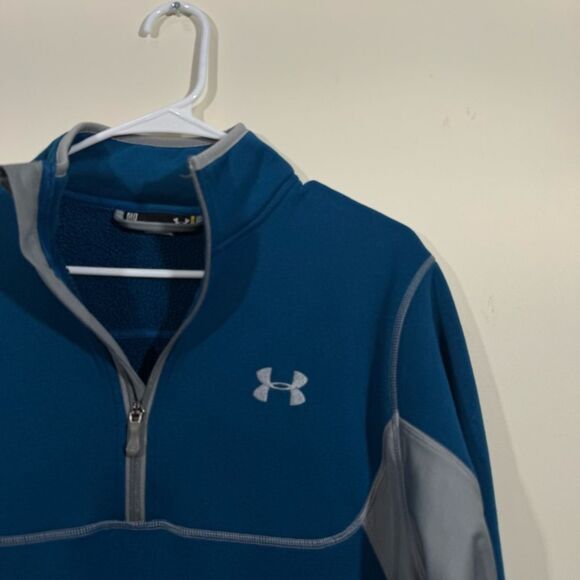 Under Armour Cold Gear Blue Fleece Quarter Zip Sweater - Picture 3 of 5